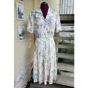 Vintage Haband floral button front dress